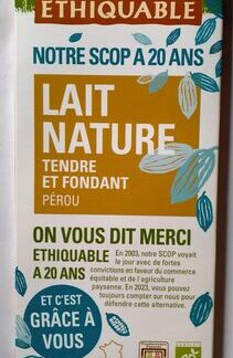 Ethiquable Chocolat lait nature tendre et fondant — MS Bhai Bhai Enterprise