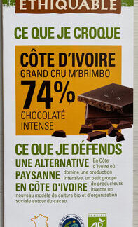 Ethiquable Chocolat noir 74% Côte d'Ivoire — MS Bhai Bhai Enterprise