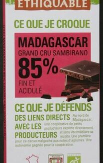 ETHIQUABLE Chocolat noir 85% Madagascar — MS Bhai Bhai Enterprise