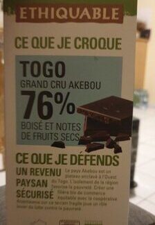ETHIQUABLE Togo grand cru akebou 76% — MS Bhai Bhai Enterprise