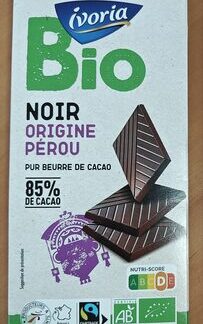 Intermarché, Ivoria Tablette BIO dégustation - Chocolat noir Pérou 85% - 100g — MS Bhai Bhai Enterprise